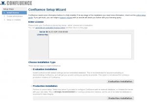 Confluence install wizard